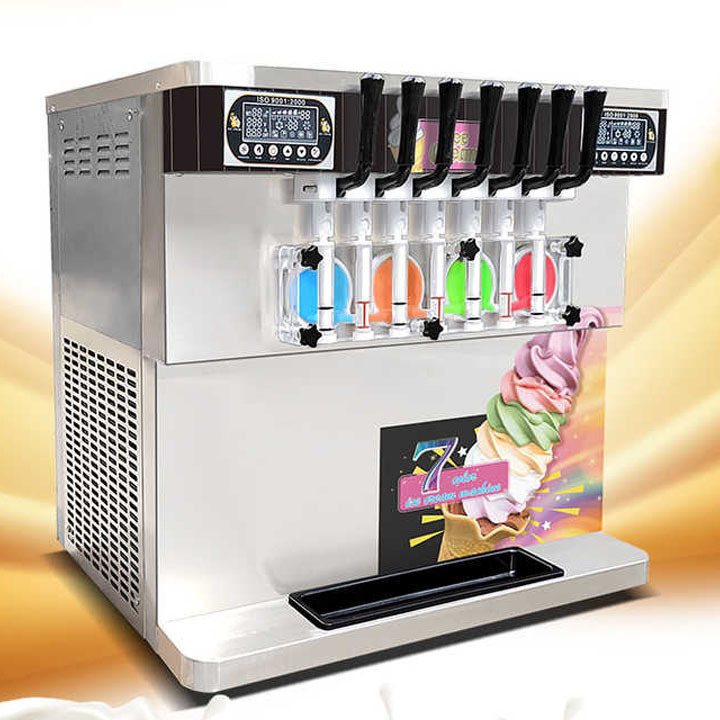 Kolice Commercial 7 Flavors Softy Maker Flavors Frozen Yogurt Table Counter Top Soft Serve Ice Cream Machine For Business