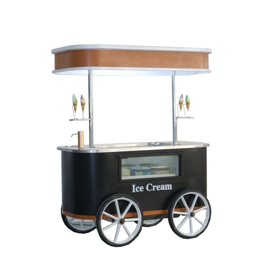 Commercial street Italian hand push beach gelato ice cream cart mobile food cart food truck with freezer for sale ghana