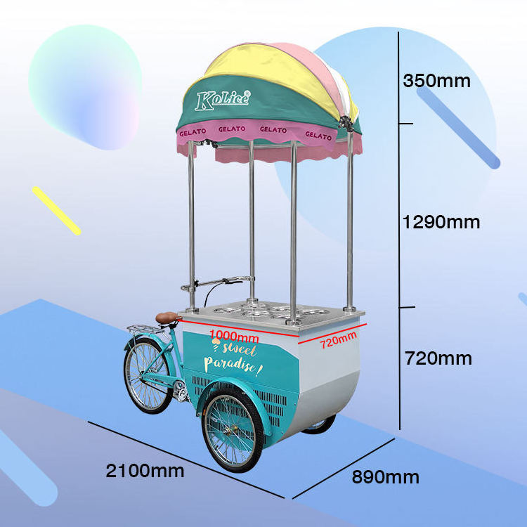 Ice Cream Mobile Food Carts For Sale Bike Refrigerated Push Carts Icecream Cart Snack Food