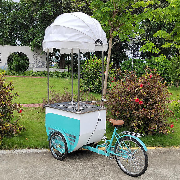 Tricycle Cart Italian Ice Push Cart  Icecream Snack Food Kiosk Bike Mobile Freezer Ice Cream Cart