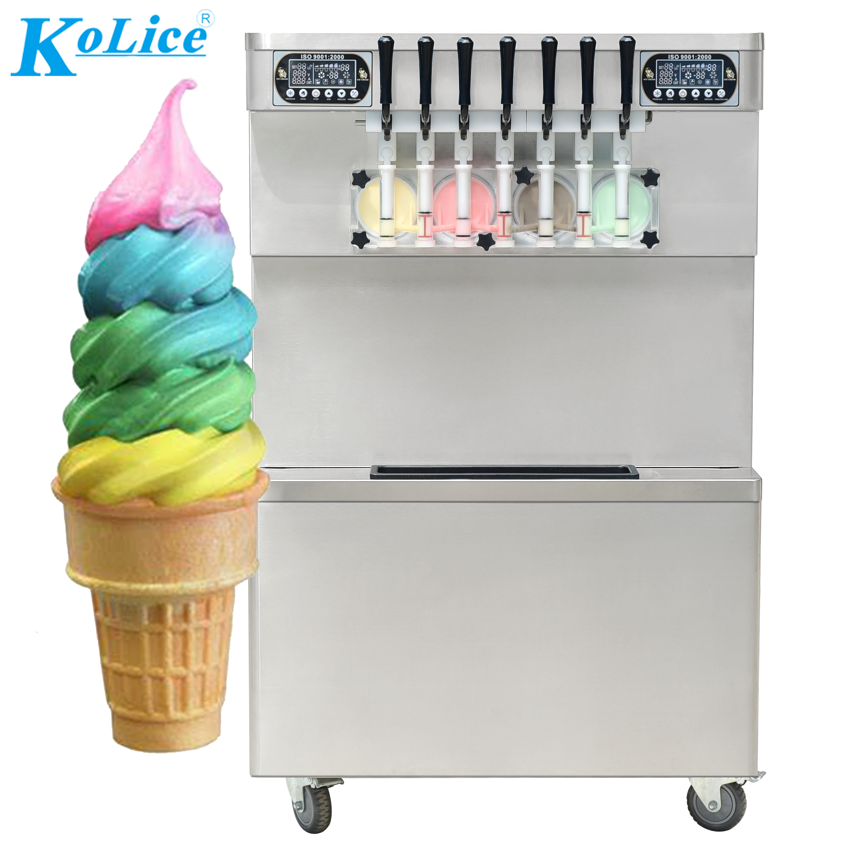 7 flavors noodles falls gourd floor soft serve ice creammachine maker yogurt ice cream machine with precooling