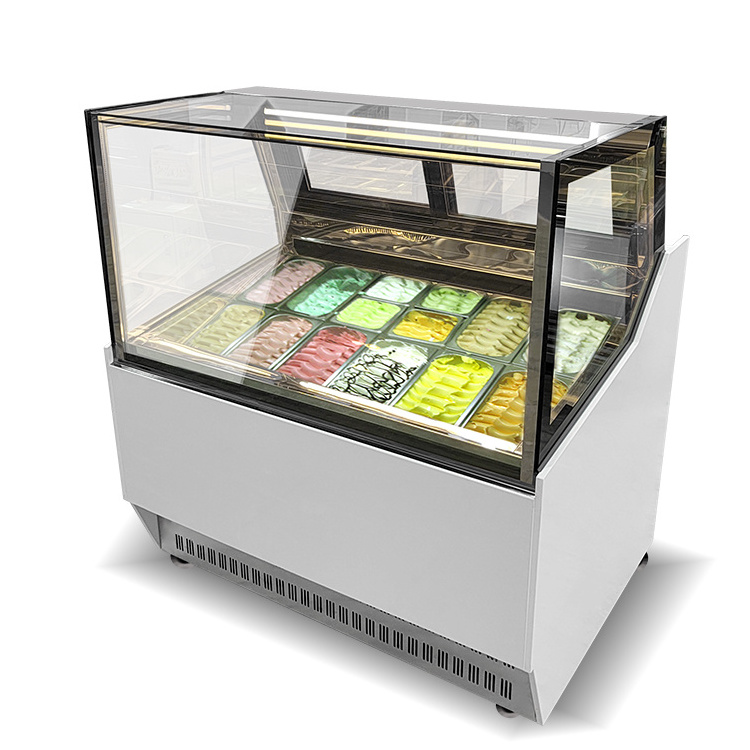 12 Pan Snacks Scoop Ice Cream Showcase Snack Ice Cream Display Cabinets Gelato Freezer Stand