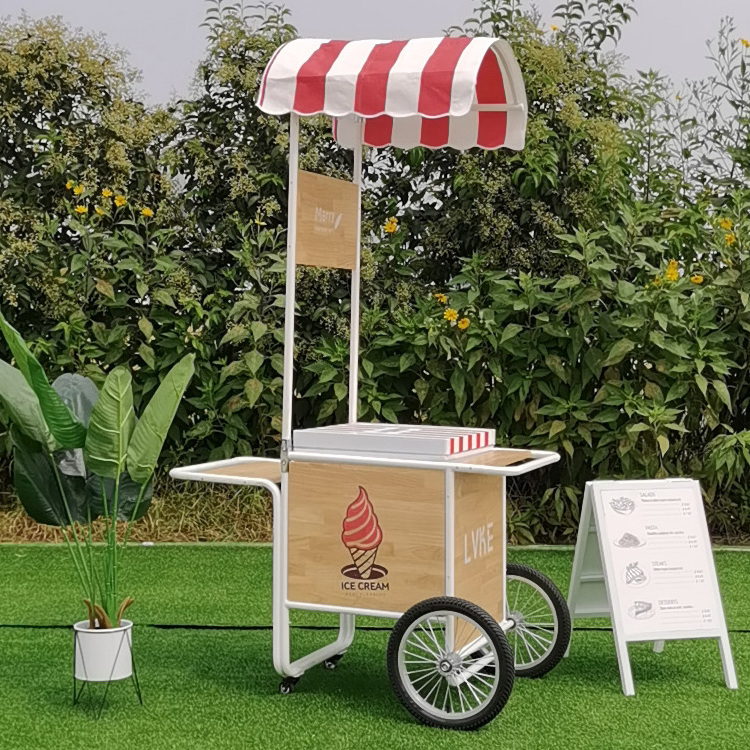 New scenic area park attractive ice cream serving cart mini mexican gelato ice cream push cart foodtruck vending food cart