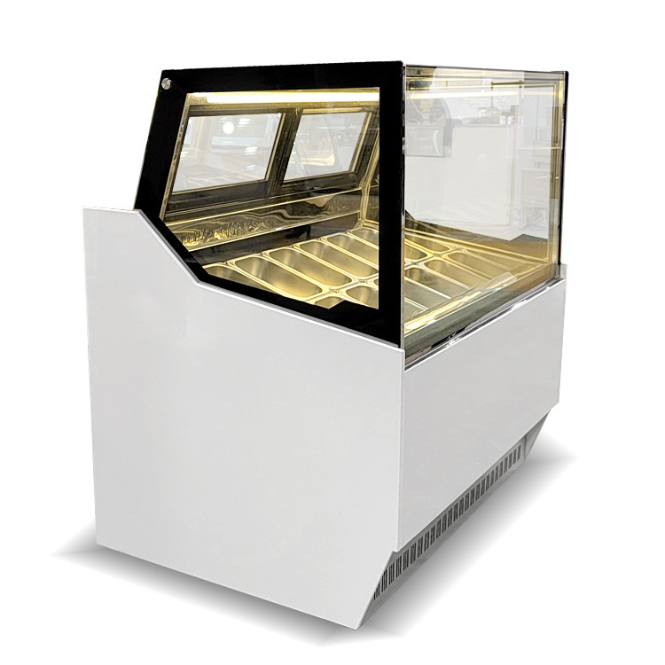 12 Pan Snacks Scoop Ice Cream Showcase Snack Ice Cream Display Cabinets Gelato Freezer Stand