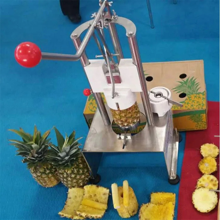 Commercial Pineapple Manual Corer Peeler Machine, Stainless Steel Countertop Pineapple Cutter Maker for Easy Core Removal