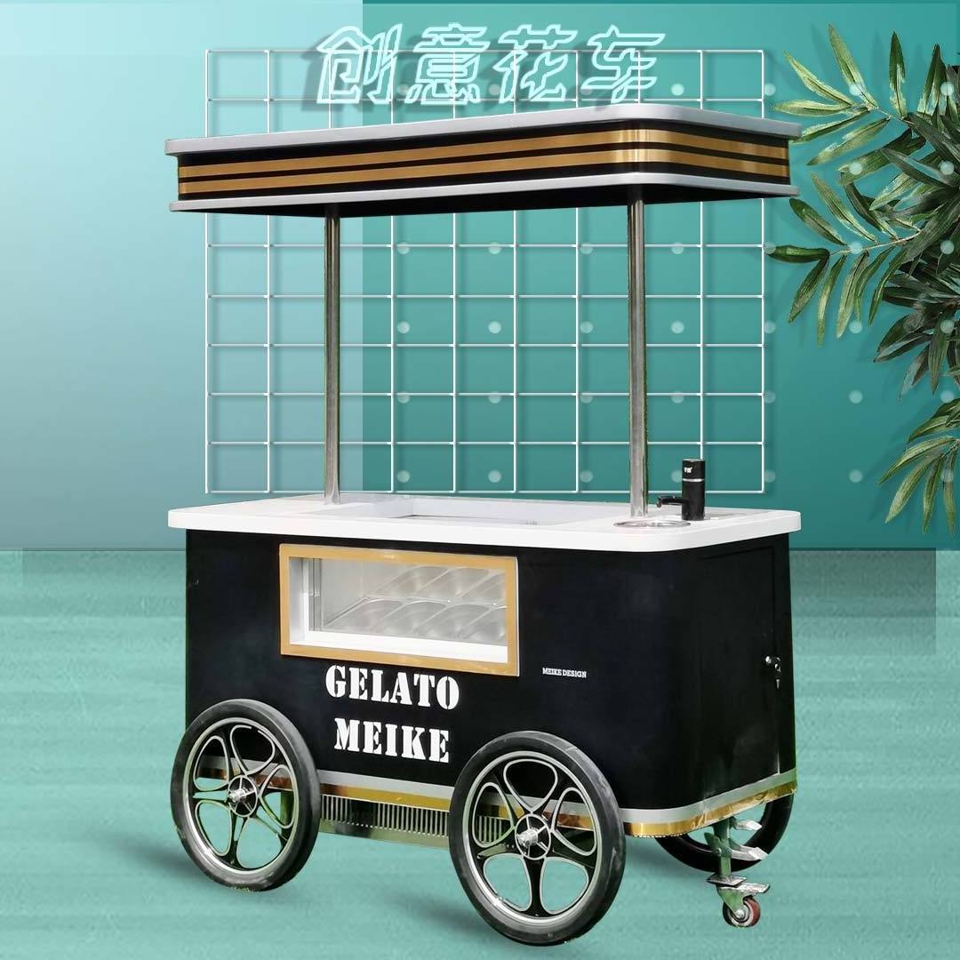 Mobile gelato ice cream cart / popsicle ice cream cart beach hand push cart freezer italian gelato display for sale with ce