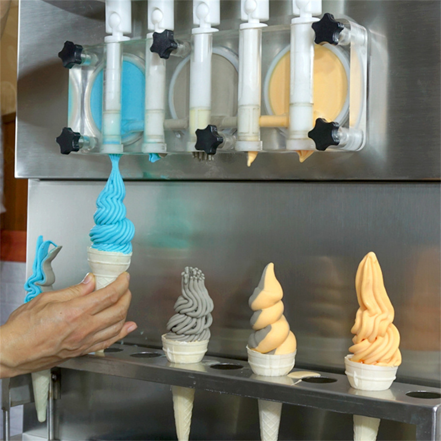 Hot sale transparent discharge door 5 flavors Soft Serve Ice Cream Making Machine/softy ice cream maker/cone ice cream machine