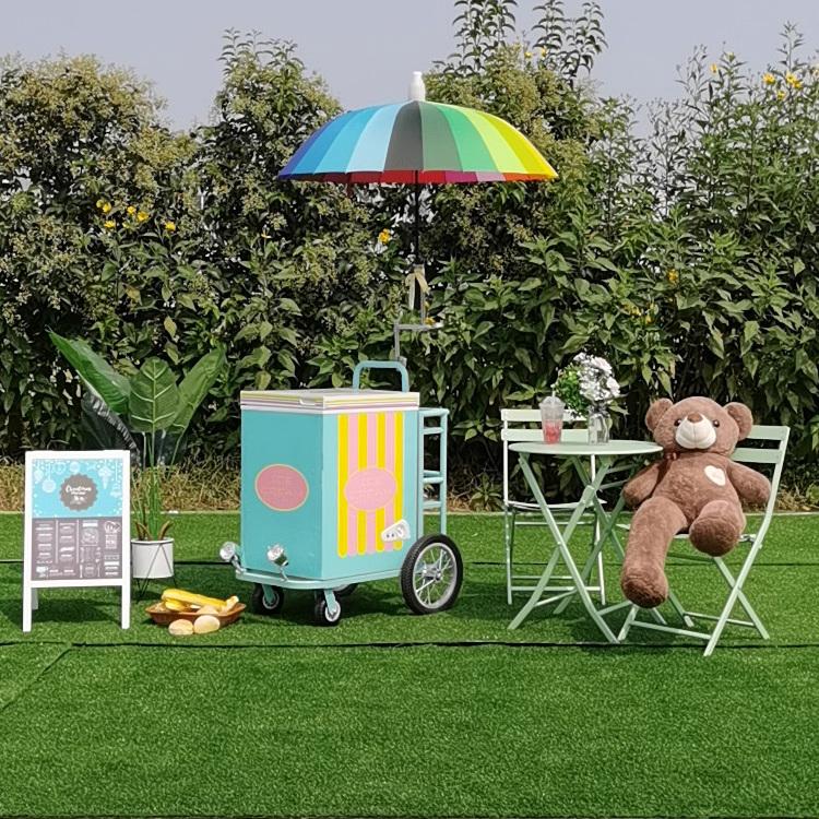 New area park 110v ice cream cart with freezer mini gelato push color refrigerator cart mobile food carts for sale