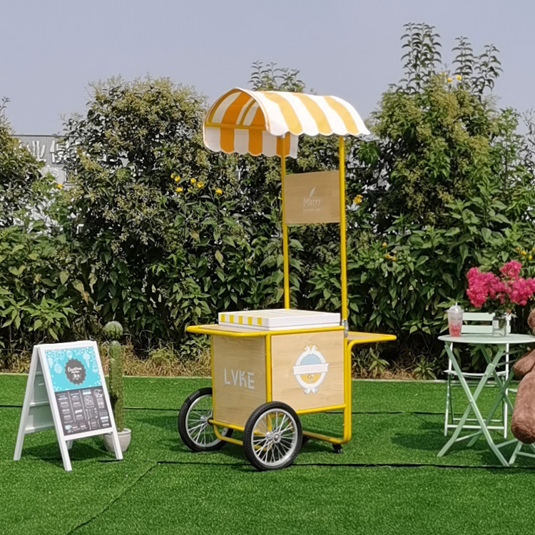 New scenic area park attractive ice cream serving cart mini mexican gelato ice cream push cart foodtruck vending food cart