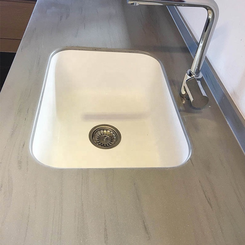 Koris customized modern white resin undermount sink kitchen acrylic solid surface sinks