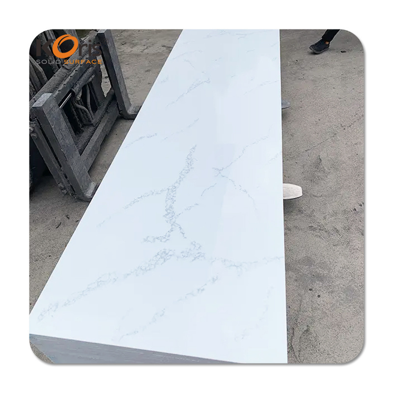 Koris kitchen cabinets island countertops white marble pattern artificial stone sheet acrylic solid surface countertops