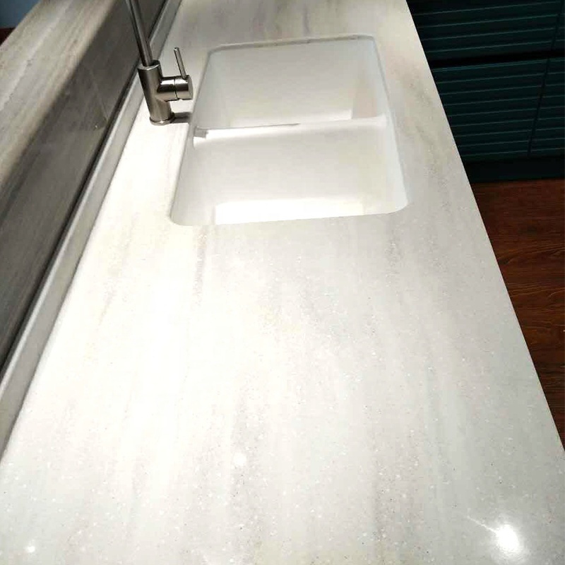 Koris customized modern white resin undermount sink kitchen acrylic solid surface sinks