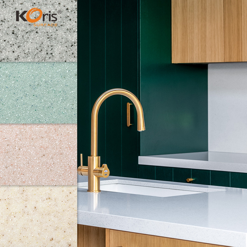 Koris acrylic solid surface kitchen countertops, vanity tops & table tops