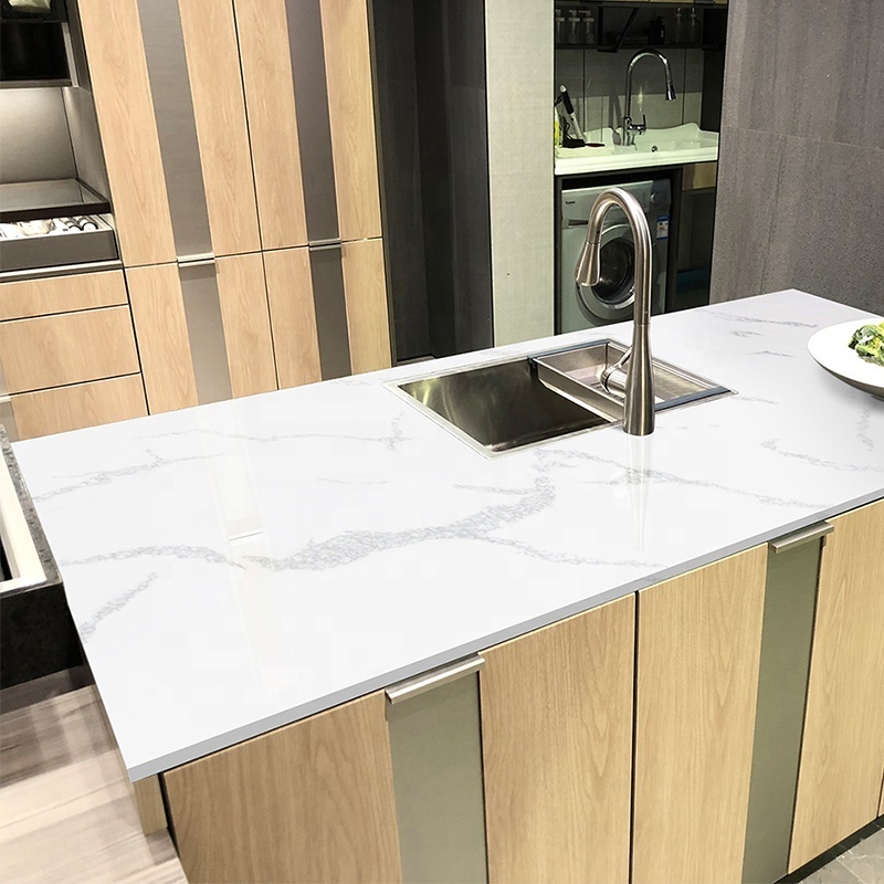 Koris kitchen cabinets island countertops white marble pattern artificial stone sheet acrylic solid surface countertops