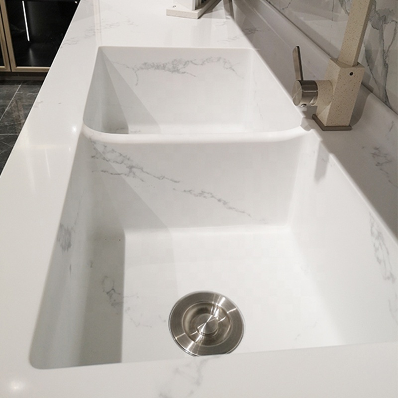 Koris customized modern white resin undermount sink kitchen acrylic solid surface sinks