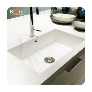 Koris customized modern white resin undermount sink kitchen acrylic solid surface sinks