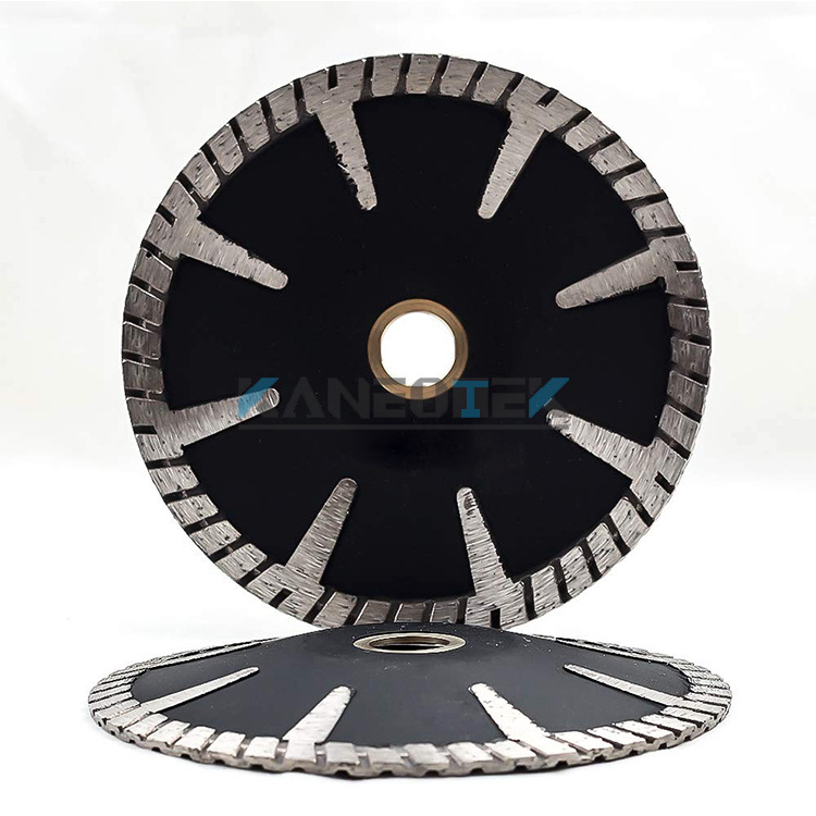 KANEOTEK Hot Pressed 115mm Continuous Rim Turbo Concave Diamond Saw Blade Cutting Disc For Curve Cutting Stone,Granite,Marble