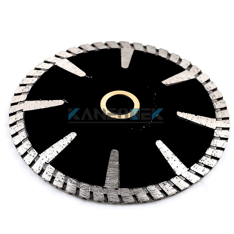 KANEOTEK Hot Pressed 115mm Continuous Rim Turbo Concave Diamond Saw Blade Cutting Disc For Curve Cutting Stone,Granite,Marble