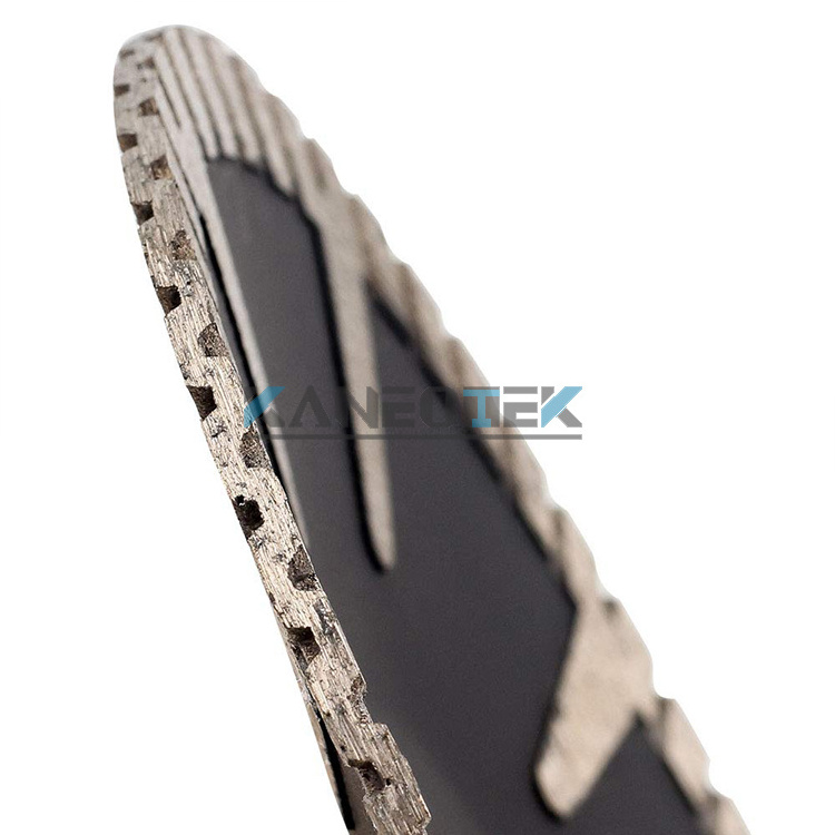 KANEOTEK Hot Pressed 115mm Continuous Rim Turbo Concave Diamond Saw Blade Cutting Disc For Curve Cutting Stone,Granite,Marble