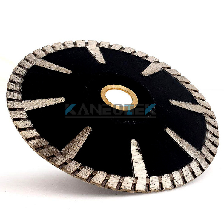 KANEOTEK Hot Pressed 115mm Continuous Rim Turbo Concave Diamond Saw Blade Cutting Disc For Curve Cutting Stone,Granite,Marble