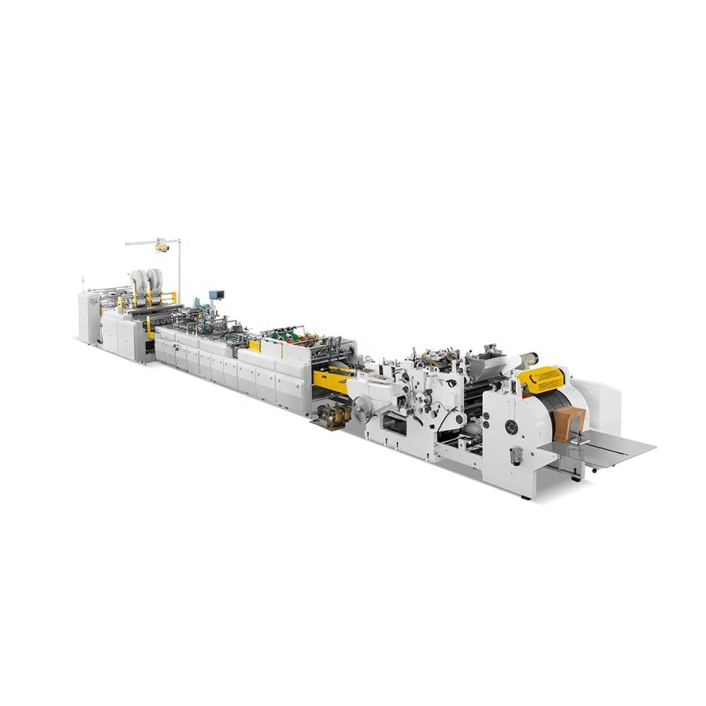 Automatic paper bag making machine with top reinforced and top folding and holes panching