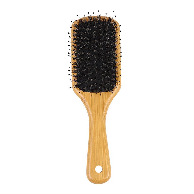 Friendly Top Selling Customized Natural Bamboo Hairbrush Boar Bristle Eco Oval Paddle Hair Brush