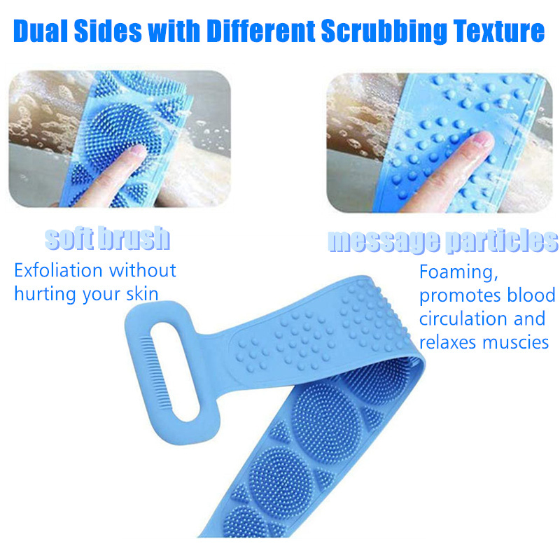 Hot Sell Silicone Bath Body Brush Exfoliating Long Silicone Bath Belt Back Body Scrubber for Shower