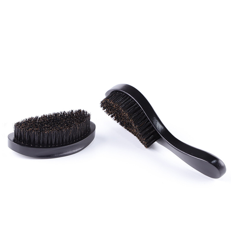 2022 OEM Wholesale100% natural Boar Bristle Soft Custom Logo 360 Wave Brush Curved Wooden Beard Brush Black Hair Brush for Men