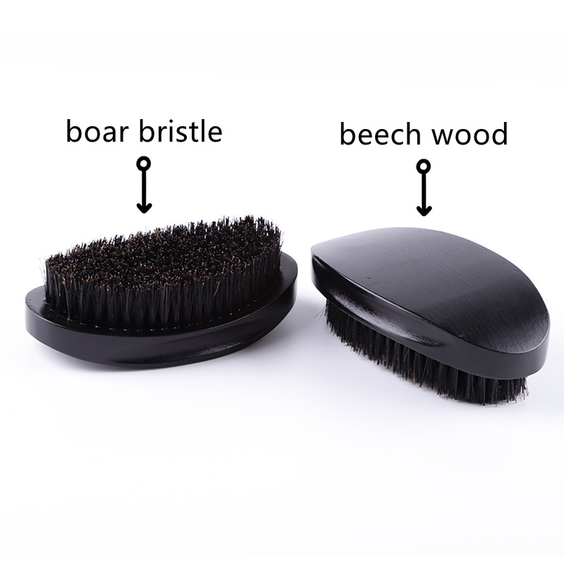 2022 OEM Wholesale100% natural Boar Bristle Soft Custom Logo 360 Wave Brush Curved Wooden Beard Brush Black Hair Brush for Men