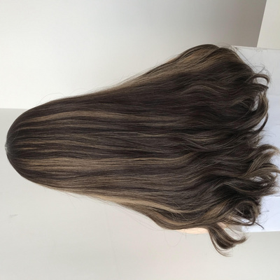 LX118  Hotsale Wavy Highlight Virgin Non-Processed Russian European Human Hair Jewish Kosher Wigs