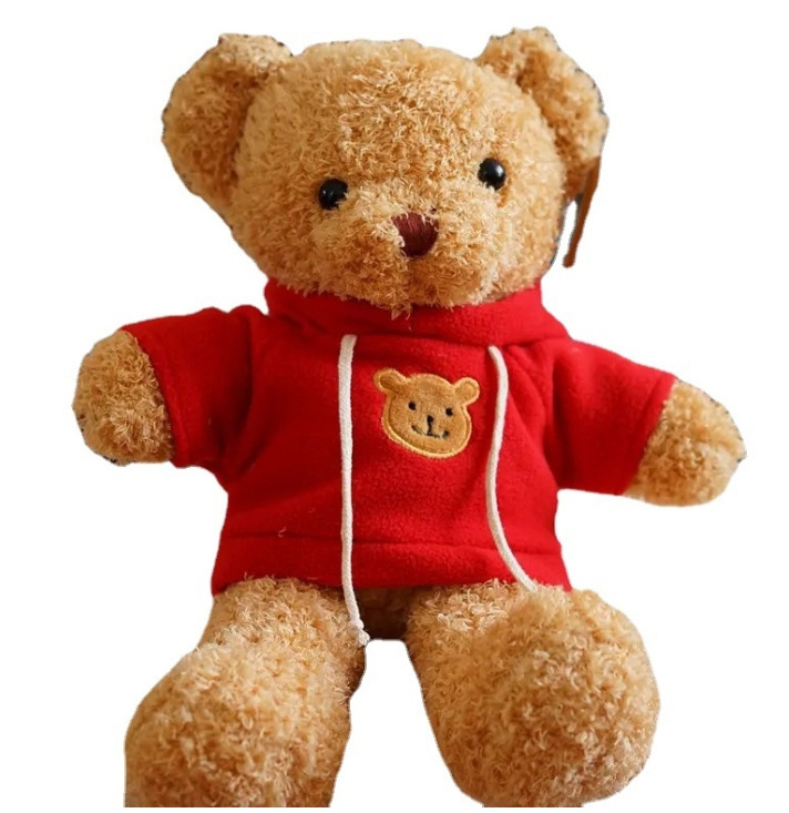 Manufacture production cute teddy bear wear hoodie knit sweater bear business mascot plush toy