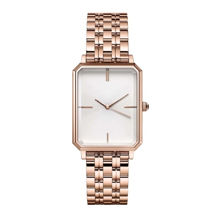 custom logo women watch high quality retro vintage stainless steel square gold watch women