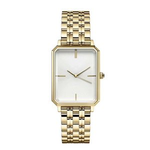 custom logo women watch high quality retro vintage stainless steel square gold watch women