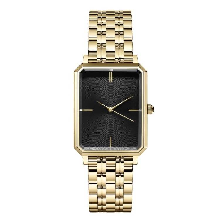 custom logo women watch high quality retro vintage stainless steel square gold watch women