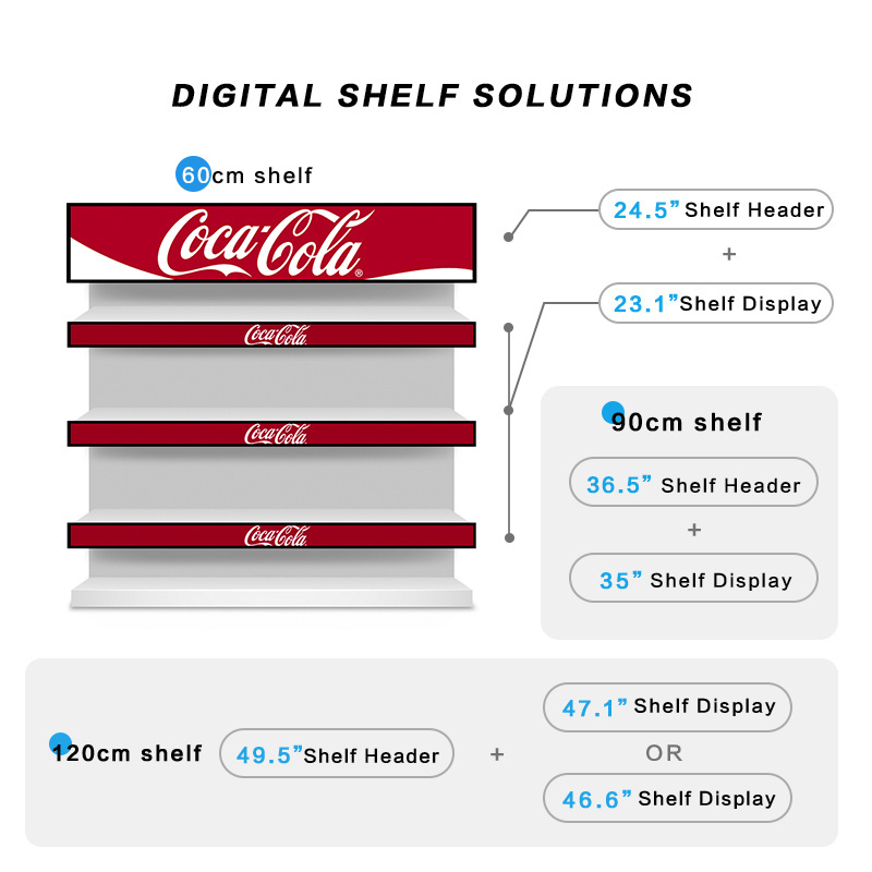 19.5 24 28.1 Inch Shelf Edge Led Display Screen Supermarkets Advertising Screen Stretched Bar Lcd Display