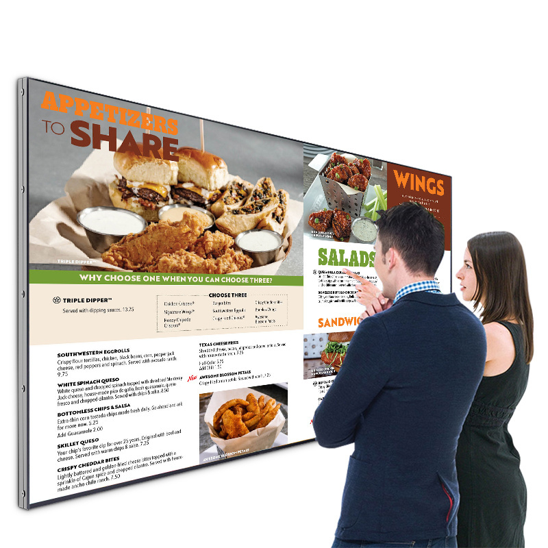 65 inch  digital menu board advertising display with high resolution, high brightness for restaurant