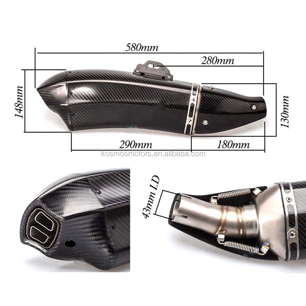 Universal high quality  large displacement carbon fiber motorbike/motorcycle/dirtbike exhaust muffler