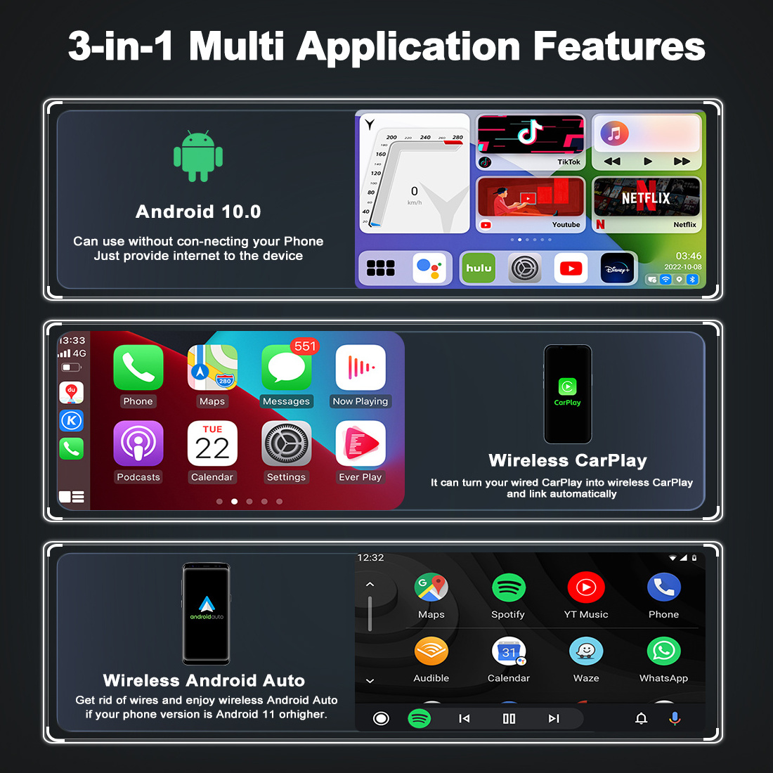 MMB Carplay 4+64GB Android 10 portable Carplay AI box Wireless Android Auto For Apple carplay smartBox 8 Core Netflix YouTube