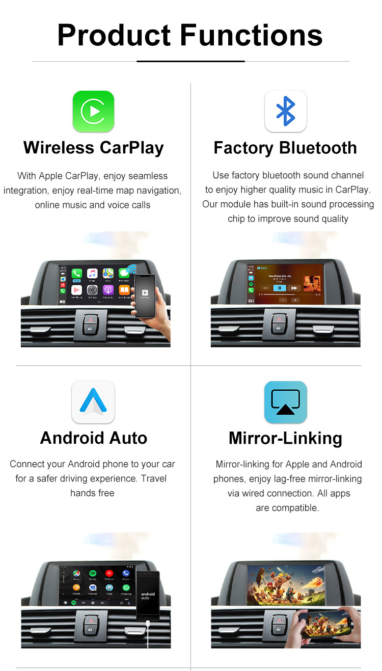 Aftermarket Car Audio Wireless Apple Carplay Retrofit for BMW 1 Series E81/E82/E87/E88 Carplay