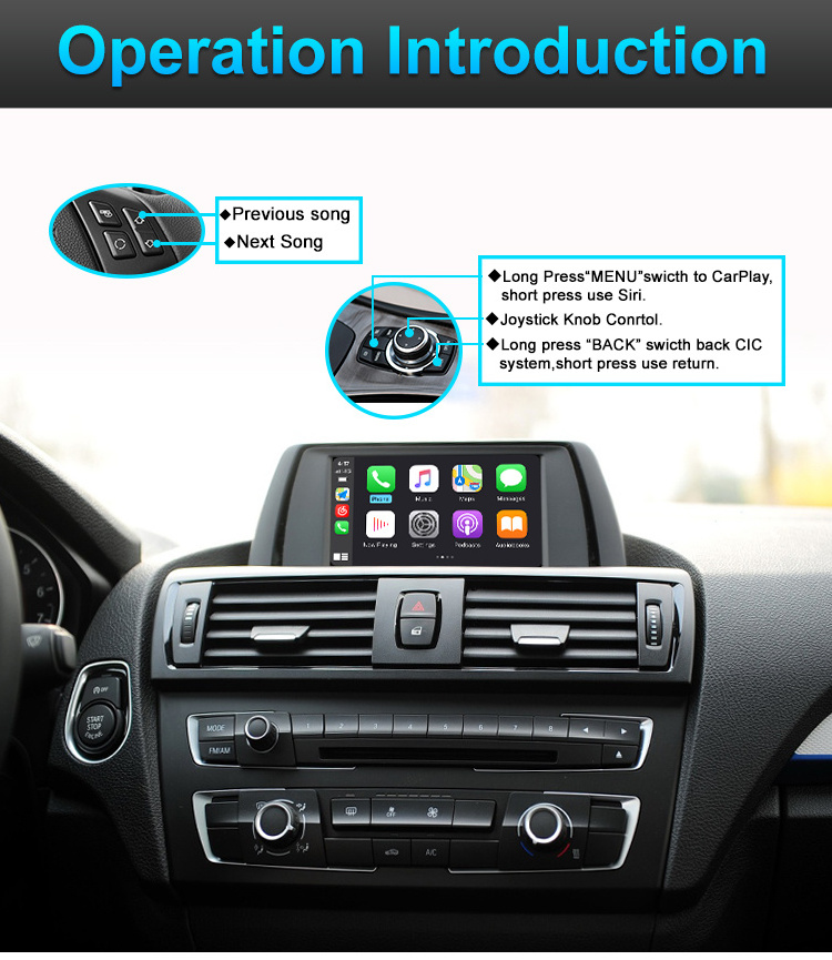 Aftermarket Car Audio Wireless Apple Carplay Retrofit for BMW 1 Series E81/E82/E87/E88 Carplay