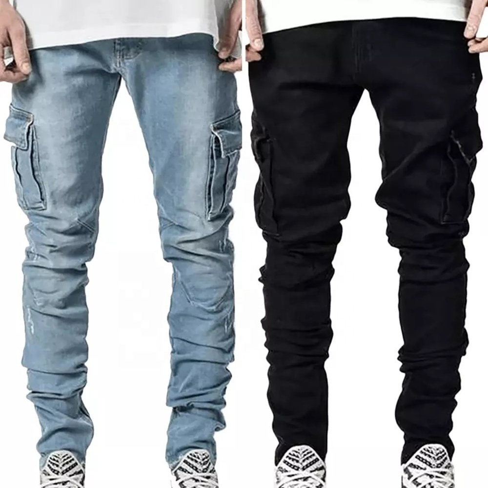 Wholesale Custom Private Label Ripped Mens Jeans Denim Stretch Distressed Skinny Jeans Men