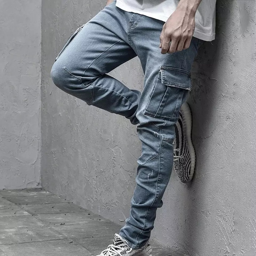 Wholesale Custom Private Label Ripped Mens Jeans Denim Stretch Distressed Skinny Jeans Men