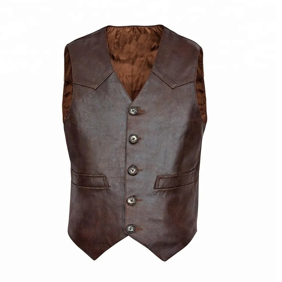 Nice style Plus Size Fashionable Sleeveless Men Leather Vest Motorbike Leather Vest for Winter Season