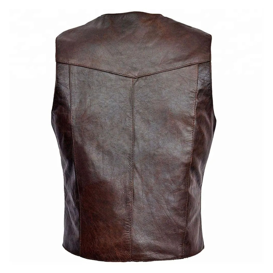 Nice style Plus Size Fashionable Sleeveless Men Leather Vest Motorbike Leather Vest for Winter Season