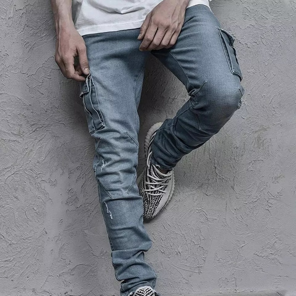 Wholesale Custom Private Label Ripped Mens Jeans Denim Stretch Distressed Skinny Jeans Men