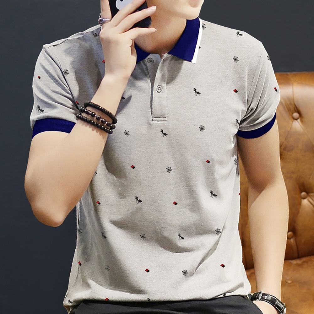 Summer stand-up collar polo shirt business gentleman short-sleeved fashion men's short Polo shirt