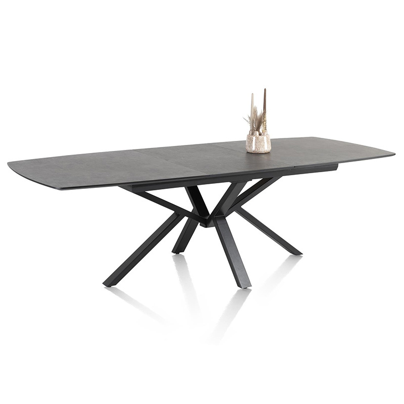 Easy to expand Modern  kitchen table New material ceramic porcelain tile top dining table with metal base;Dining table