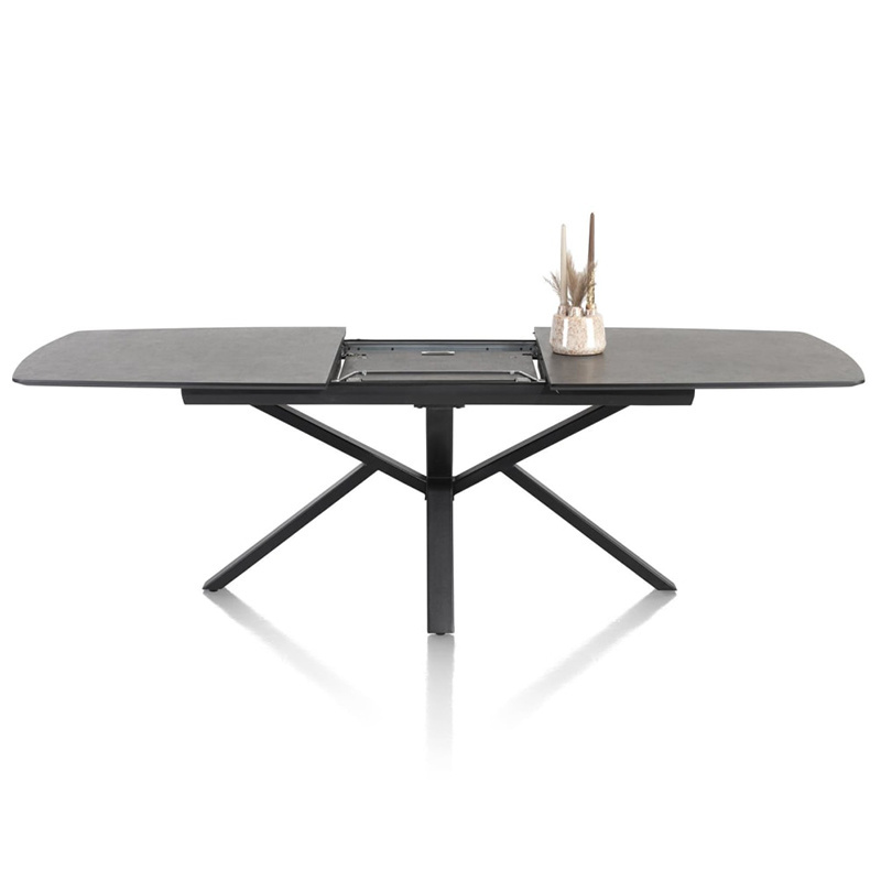 Easy to expand Modern  kitchen table New material ceramic porcelain tile top dining table with metal base;Dining table