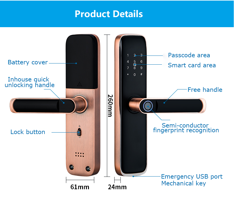 Smart Locks Home Key Homekit Use Password Keypad Fingerprint Recognition Handle Lever Hardware Cerradura Push Pull Door Lock