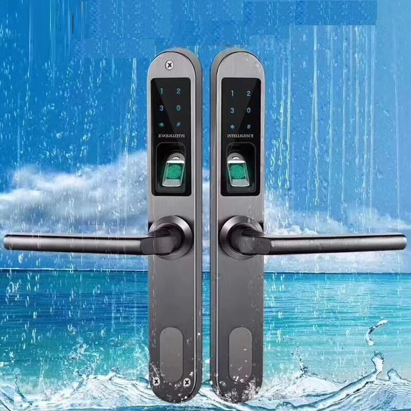 Double sided fingerprint Aluminum Alloy Front door lock with keypads smart door lock electric gate lock